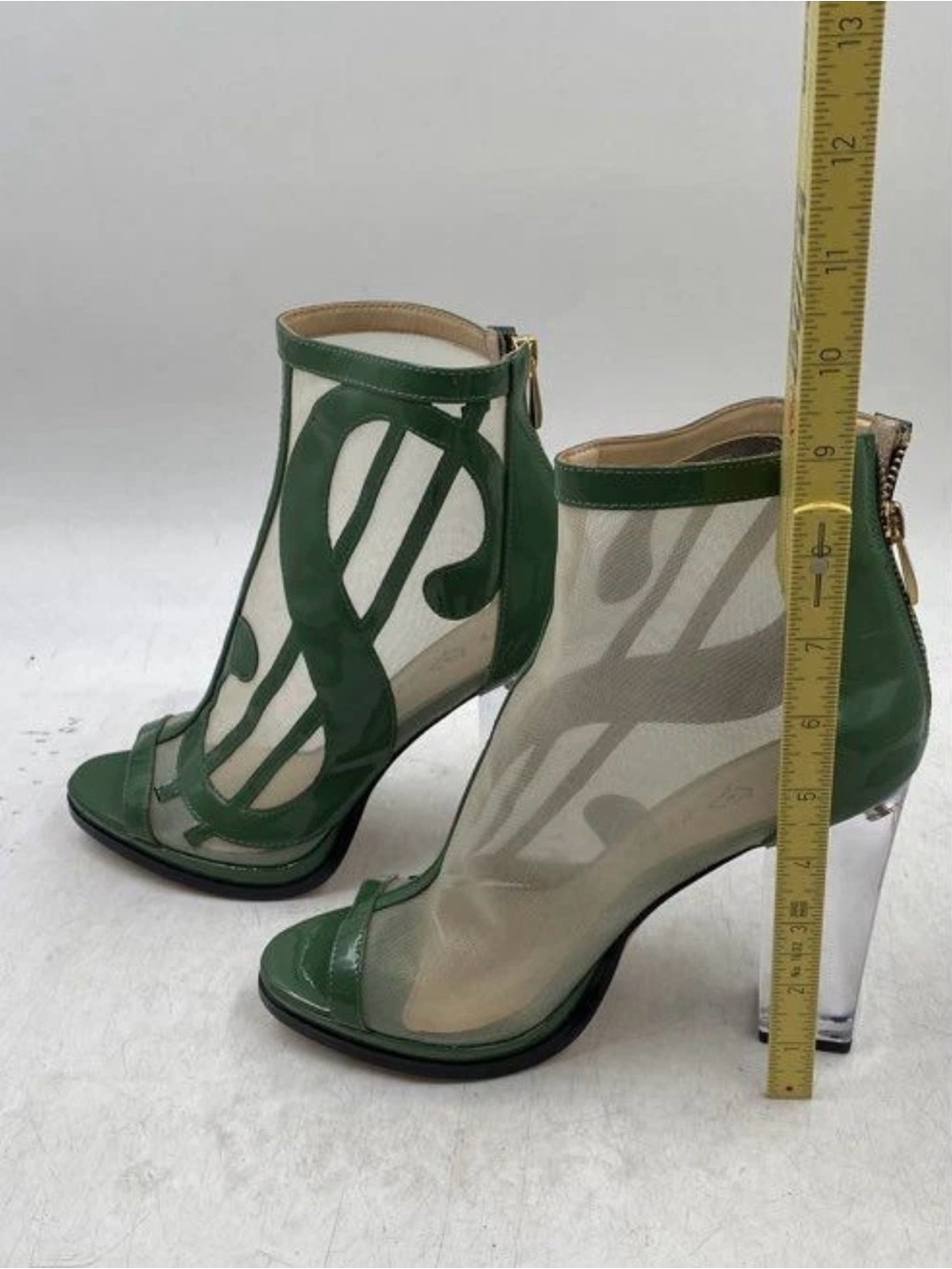 Katy Perry Green Mesh Peep-Toe Heeled Ankle Booties - Picture 7 of 8